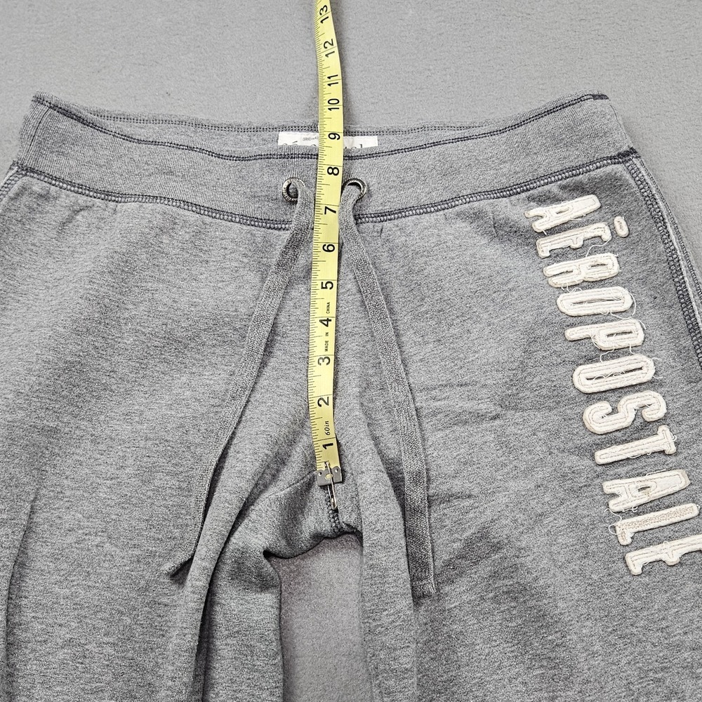 Aeropostale Sweatpants Womens Sz M Fleece Raw Hem Wide-Leg Spellout Gray Y2K - Picture 4 of 9